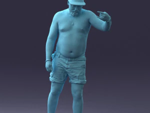 000175 Tattooed Man in Camo Shorts and Cap 0824 3dp 3D Print Model
