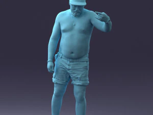 000175 Tattooed Man in Camo Shorts and Cap 0824 3dp 3D Print Model