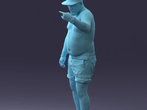 000175 Tattooed Man in Camo Shorts and Cap 0824 3dp 3D Print Model