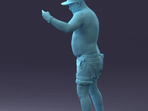 000175 Tattooed Man in Camo Shorts and Cap 0824 3dp 3D Print Model