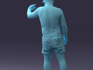 000175 Tattooed Man in Camo Shorts and Cap 0824 3dp 3D Print Model