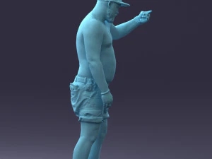 000175 Tattooed Man in Camo Shorts and Cap 0824 3dp 3D Print Model