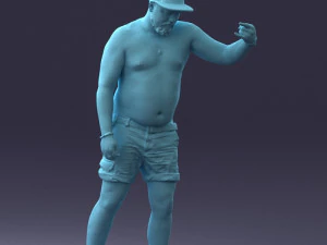 000175 Tattooed Man in Camo Shorts and Cap 0824 3dp 3D Print Model