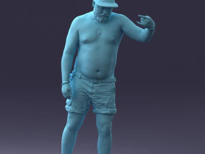 000175 Tattooed Man in Camo Shorts and Cap 0824 3dp 3D Print Model