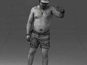 000175 Tattooed Man in Camo Shorts and Cap 0824 3dp 3D Print Model