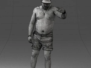000175 Tattooed Man in Camo Shorts and Cap 0824 3dp 3D Print Model