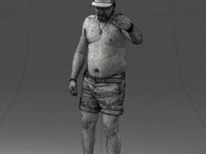 000175 Tattooed Man in Camo Shorts and Cap 0824 3dp 3D Print Model
