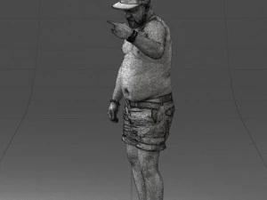 000175 Tattooed Man in Camo Shorts and Cap 0824 3dp 3D Print Model