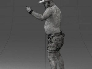 000175 Tattooed Man in Camo Shorts and Cap 0824 3dp 3D Print Model