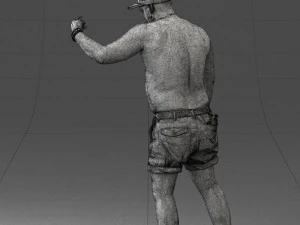 000175 Tattooed Man in Camo Shorts and Cap 0824 3dp 3D Print Model