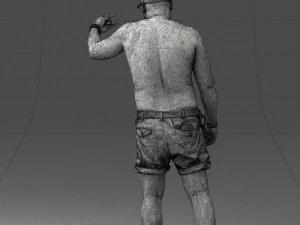 000175 Tattooed Man in Camo Shorts and Cap 0824 3dp 3D Print Model