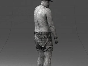 000175 Tattooed Man in Camo Shorts and Cap 0824 3dp 3D Print Model