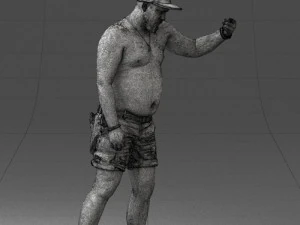 000175 Tattooed Man in Camo Shorts and Cap 0824 3dp 3D Print Model