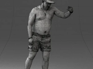 000175 Tattooed Man in Camo Shorts and Cap 0824 3dp 3D Print Model