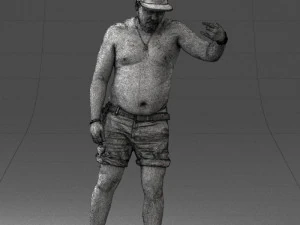000175 Tattooed Man in Camo Shorts and Cap 0824 3dp 3D Print Model