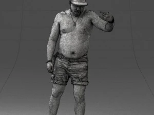 000175 Tattooed Man in Camo Shorts and Cap 0824 3dp 3D Print Model