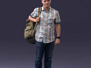 000176 Людина з рюкзаком 0824 3D Модель