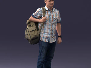 000176 Man with Backpack 0824 3D Model