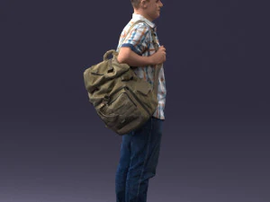 000176 Man with Backpack 0824 3D Model