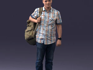 000176 Man with Backpack 0824 3D Model