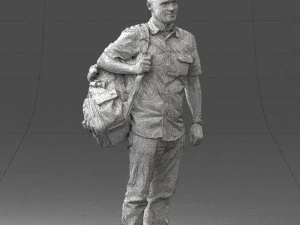 000176 Man with Backpack 0824 3D Model