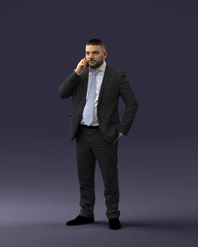 000181 Businessman Talking on Phone 0911 3dp Modelo de impresión 3D .c4d .max .obj .3ds .fbx .stl .blend