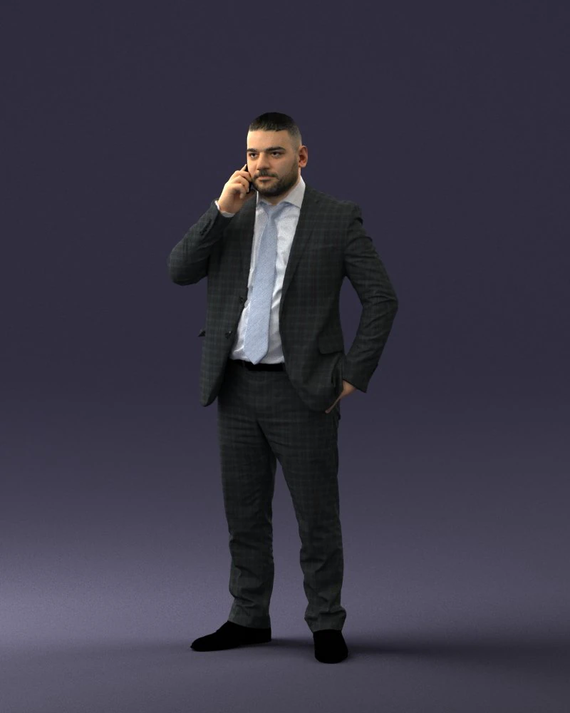 000181 Businessman Talking on Phone 0911 3dp 3D Print Model .c4d .max .obj .3ds .fbx .stl .blend