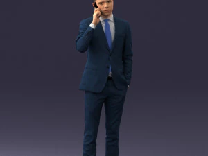 000182 Young Businessman on Phone 0911 3D Model