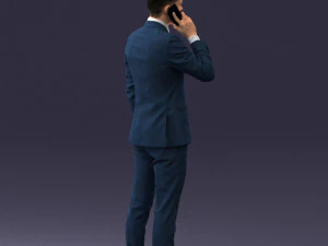000182 Young Businessman on Phone 0911 3D Model