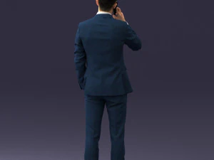 000182 Young Businessman on Phone 0911 3D Model