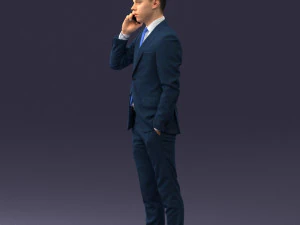 000182 Young Businessman on Phone 0911 3D Model