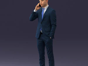 000182 Young Businessman on Phone 0911 3D Model