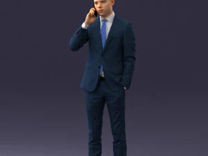 000182 Young Businessman on Phone 0911 3D Model