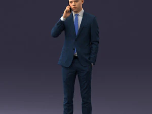 000182 Young Businessman on Phone 0911 3D Model