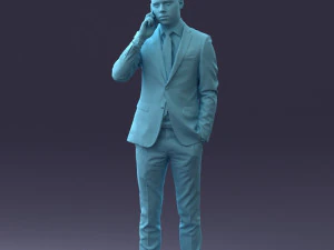 000182 Young Businessman on Phone 0911 3D Model