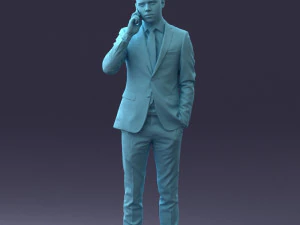 000182 Young Businessman on Phone 0911 3D Model