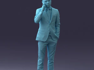 000182 Young Businessman on Phone 0911 3D Model