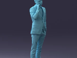 000182 Young Businessman on Phone 0911 3D Model