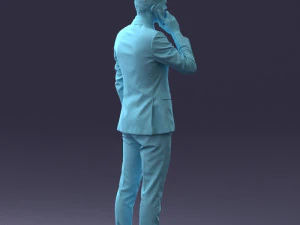 000182 Young Businessman on Phone 0911 3D Model