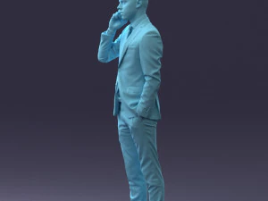 000182 Young Businessman on Phone 0911 3D Model