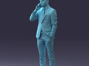 000182 Young Businessman on Phone 0911 3D Model