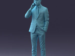 000182 Young Businessman on Phone 0911 3D Model