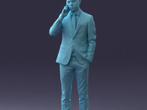 000182 Young Businessman on Phone 0911 3D Model
