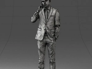 000182 Young Businessman on Phone 0911 3D Model