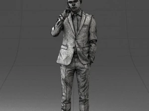 000182 Young Businessman on Phone 0911 3D Model