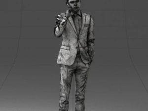 000182 Young Businessman on Phone 0911 3D Model