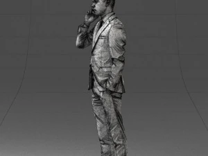 000182 Young Businessman on Phone 0911 3D Model