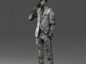 000182 Young Businessman on Phone 0911 3D Model