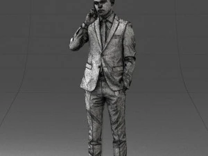 000182 Young Businessman on Phone 0911 3D Model