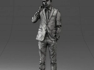 000182 Young Businessman on Phone 0911 3D Model